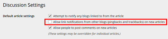 Disable Trackbacks in your Blog
