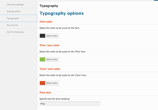 WP-Product-Review-Typography-Options