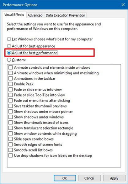 Performance-options