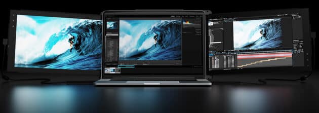 TRIO-Portable-Dual-Triple-Screen-Laptop-Monitor-workspace-gadgets-creative-professionals