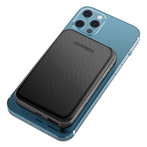 HERRBOL Magnetic Wireless Power Bank, 10000mAh & Dual Ports, Portable Charger for MagSafe Battery Pack, 15W Fast Charging Magnetic Power Bank for iPhone 16/15/14 Series (Black)