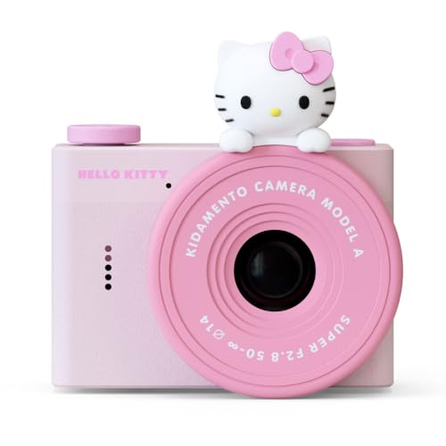 Hello Kitty Mini Kids Digital Camera & Video Camcorder by Kidamento, 32GB Memory Card, USB-C, Adjustable Soft Strap Lanyard, Scavenger Hunt Momento Book - Model A Hello Kitty