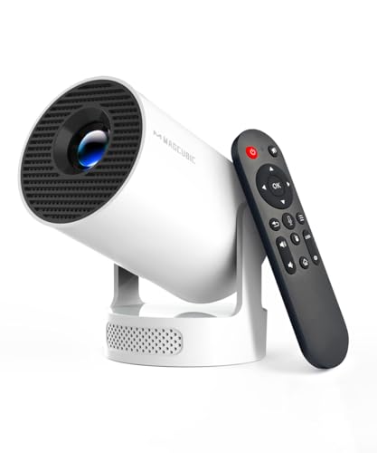 Magcubic Mini Projector with WiFi 6 and Bluetooth 5.4, Portable Projector 4K support, 5w Soundbase Speaker, Auto Vertical Keystone 180°Rotatable Smart Proyector for Movie Home Outdoor HY300Pro+