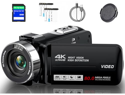 THPACIP Camcorder Video Camera 4K Ultra 80MP Vlogging Camera for YouTube 18X Digital Zoom Camcorder Recorder 3.0