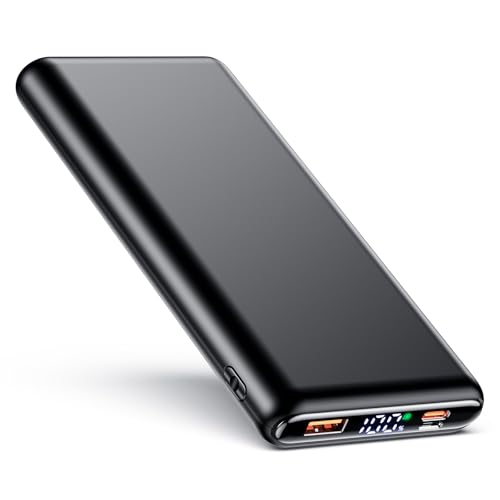ZZI Portable Charger, 32000mAh 5V/3A Power Bank with Dual 22.5W High-Speed Charging, Thinnest Travel Essentials with LED Display, Battery Pack Compatible with iPhone Samsung iPad etc (Black)